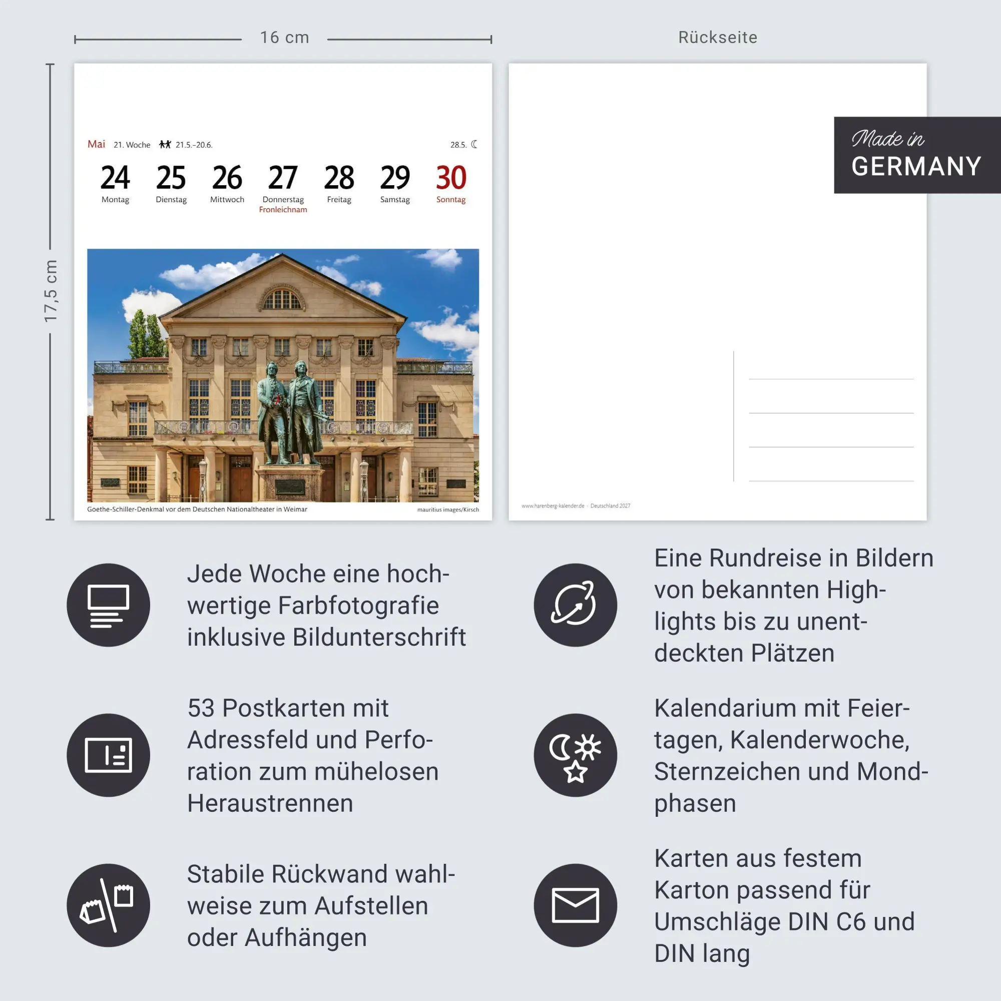 Bild: 9783840038297 | Deutschland Sehnsuchtskalender 2027 - Wochenkalender mit 53 Postkarten