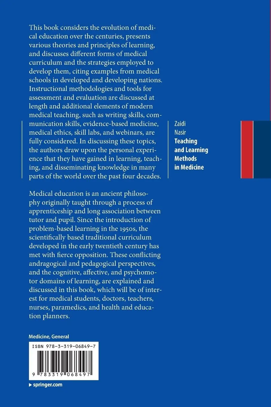 Rückseite: 9783319068497 | Teaching and Learning Methods in Medicine | Mona Nasir (u. a.) | Buch