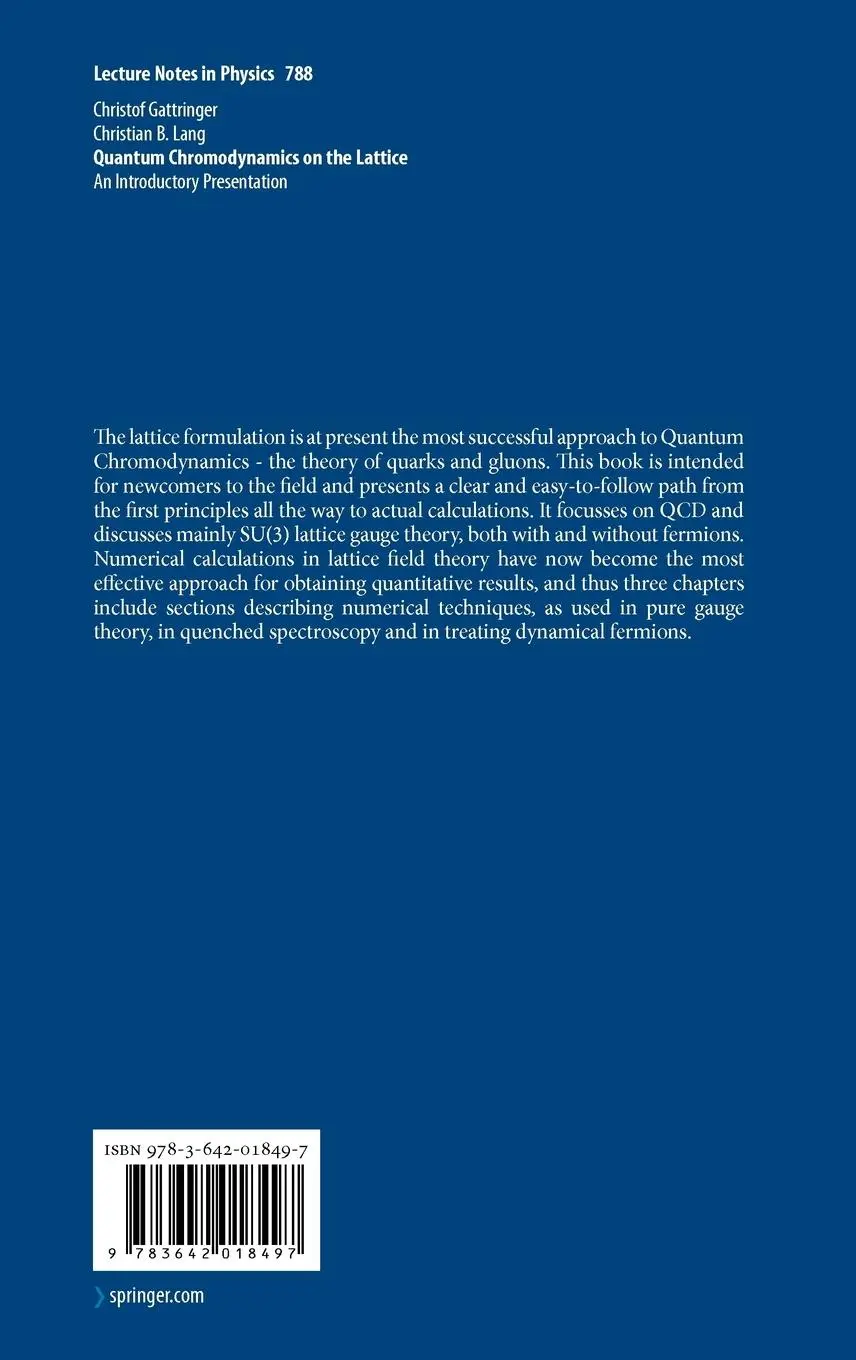 Rückseite: 9783642018497 | Quantum Chromodynamics on the Lattice | An Introductory Presentation