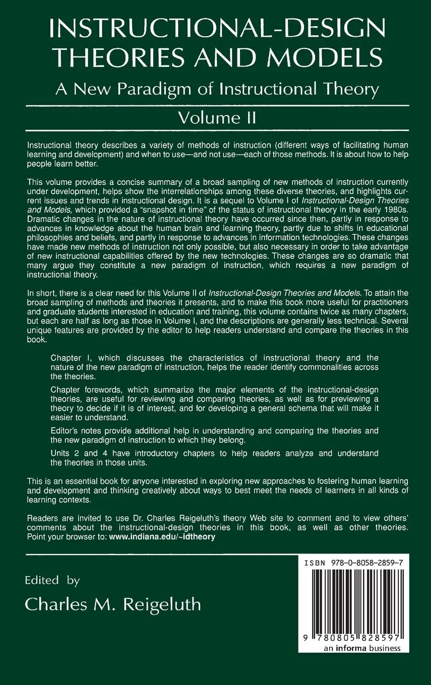 Rückseite: 9780805828597 | Instructional-design Theories and Models | Charles M. Reigeluth | Buch