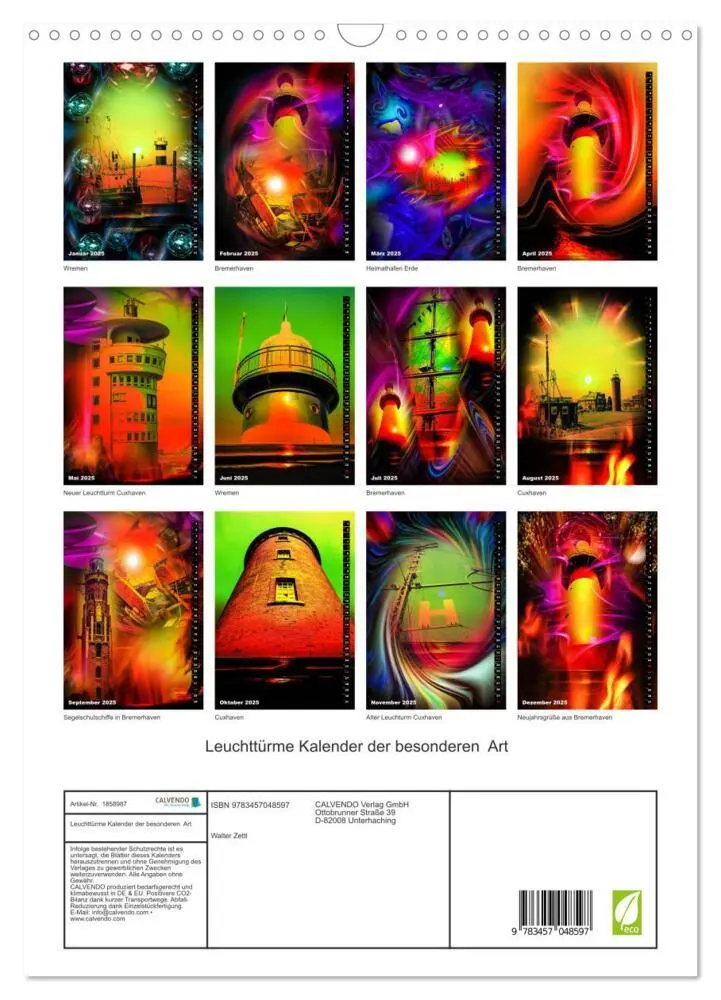 Bild: 9783457048597 | Leuchttürme Kalender der besonderen Art (Wandkalender 2025 DIN A3...