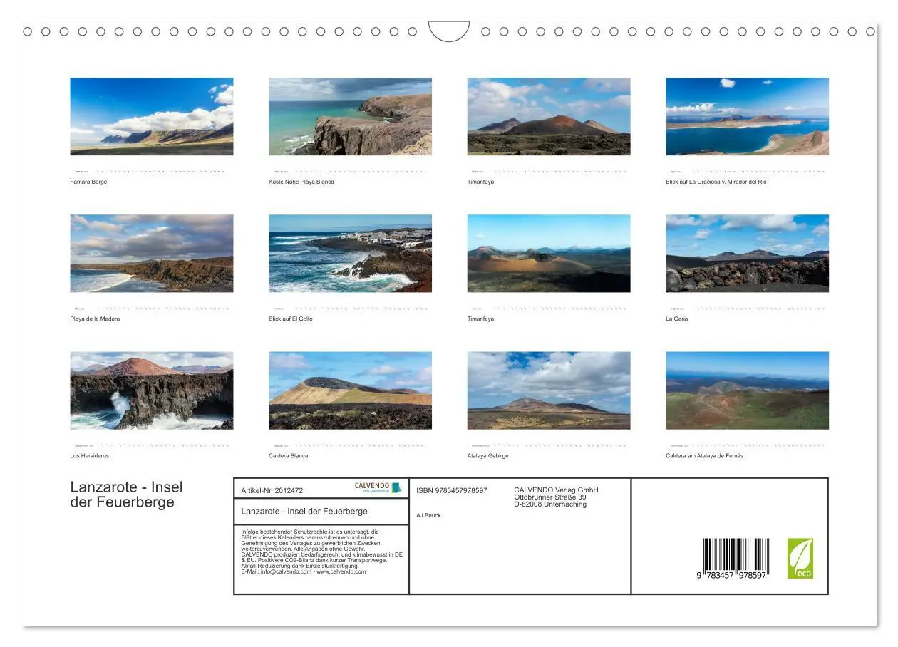 Bild: 9783457978597 | Lanzarote - Insel der Feuerberge (Wandkalender 2026 DIN A3 quer),...