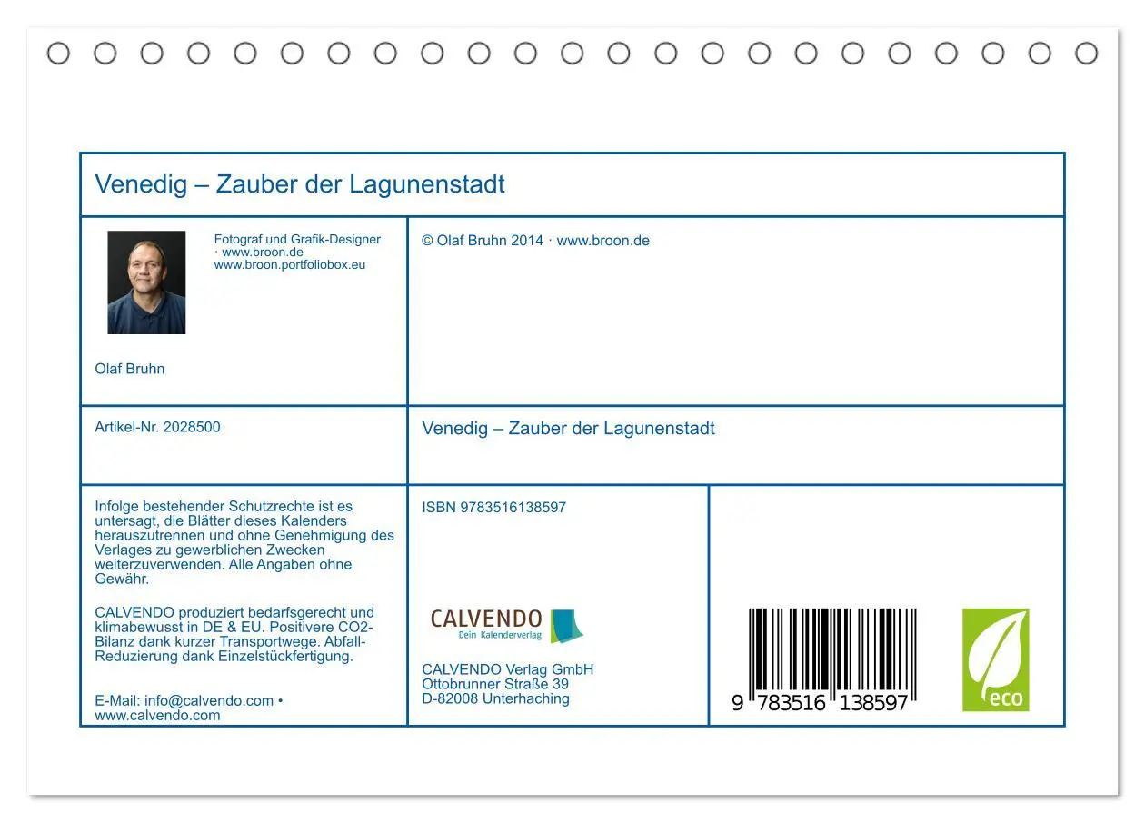 Bild: 9783516138597 | Venedig - Zauber der Lagunenstadt (Tischkalender 2026 DIN A5 quer),...