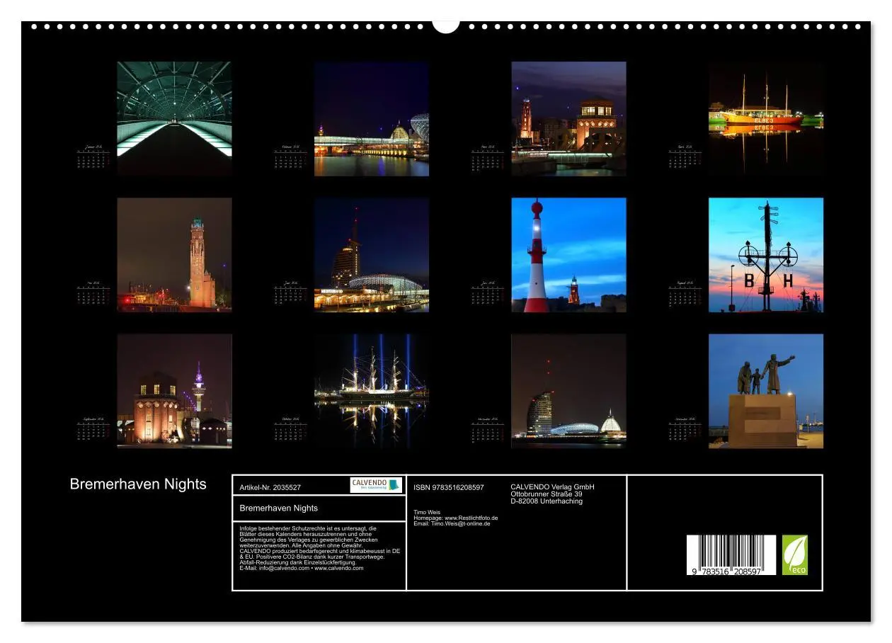 Bild: 9783516208597 | Bremerhaven Nights (hochwertiger Premium Wandkalender 2026 DIN A2...
