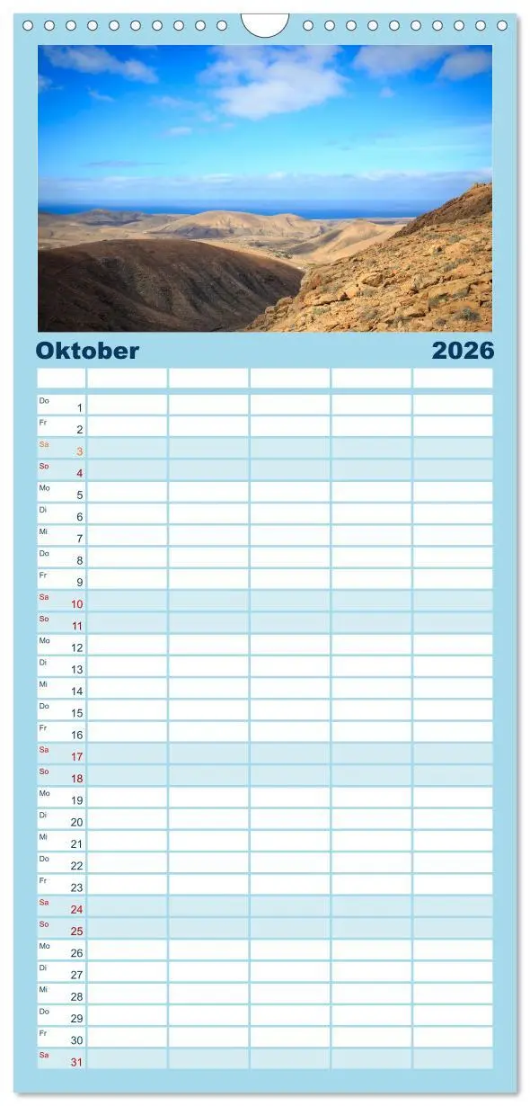 Bild: 9783516518597 | Familienplaner 2026 - Fuerteventura mit 5 Spalten (Wandkalender, 21...