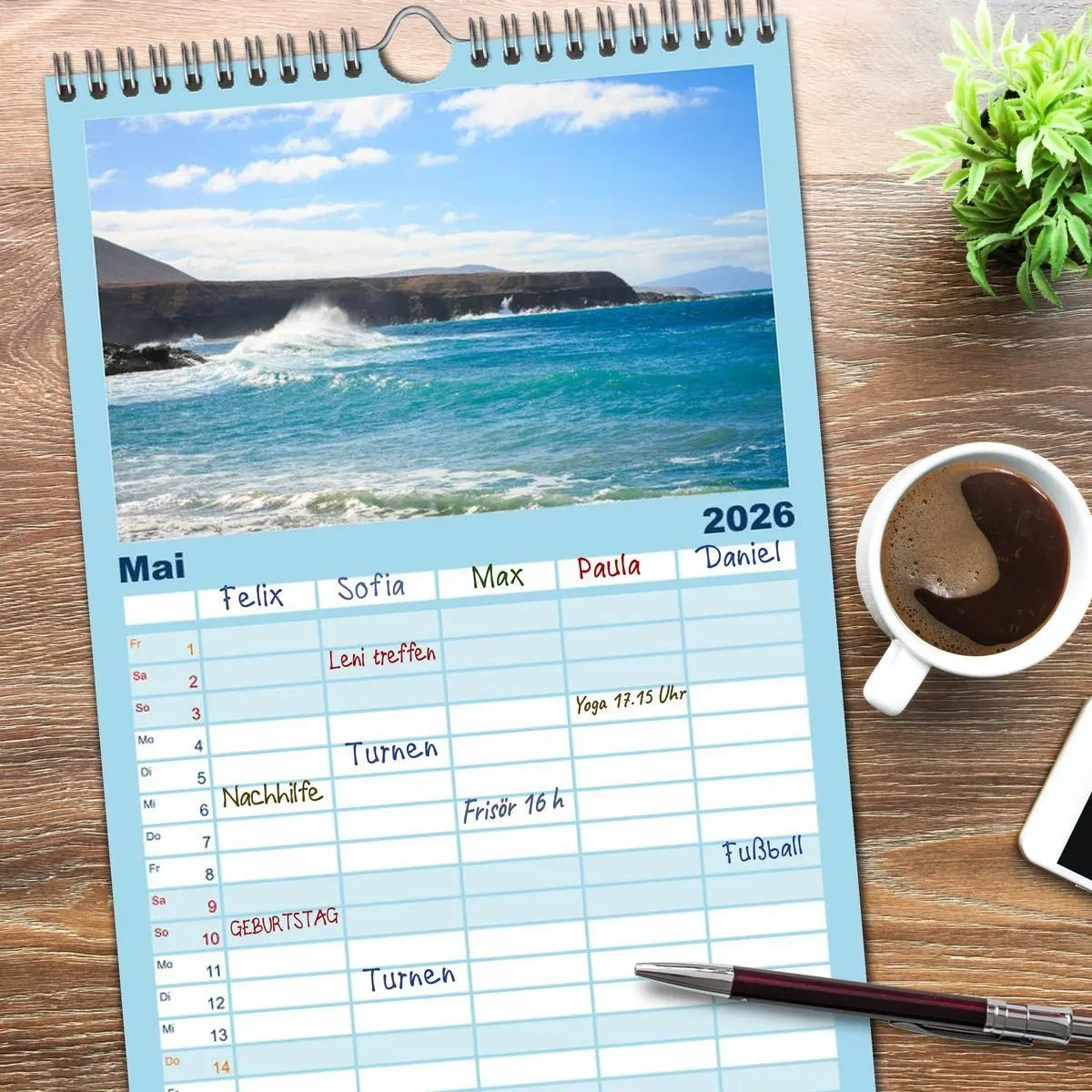 Bild: 9783516518597 | Familienplaner 2026 - Fuerteventura mit 5 Spalten (Wandkalender, 21...