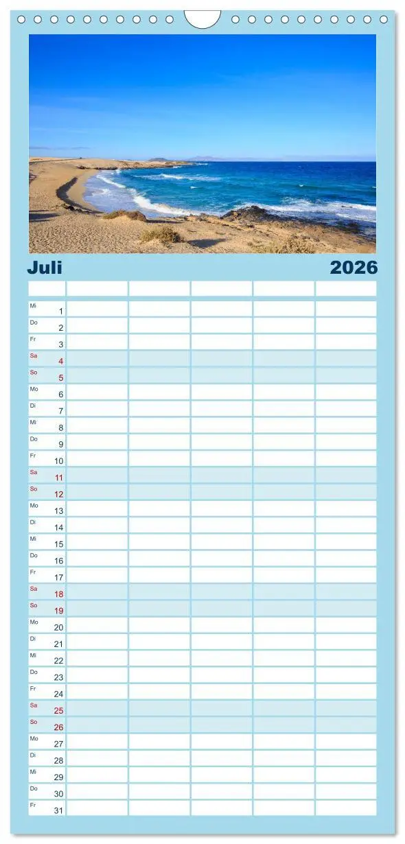 Bild: 9783516518597 | Familienplaner 2026 - Fuerteventura mit 5 Spalten (Wandkalender, 21...