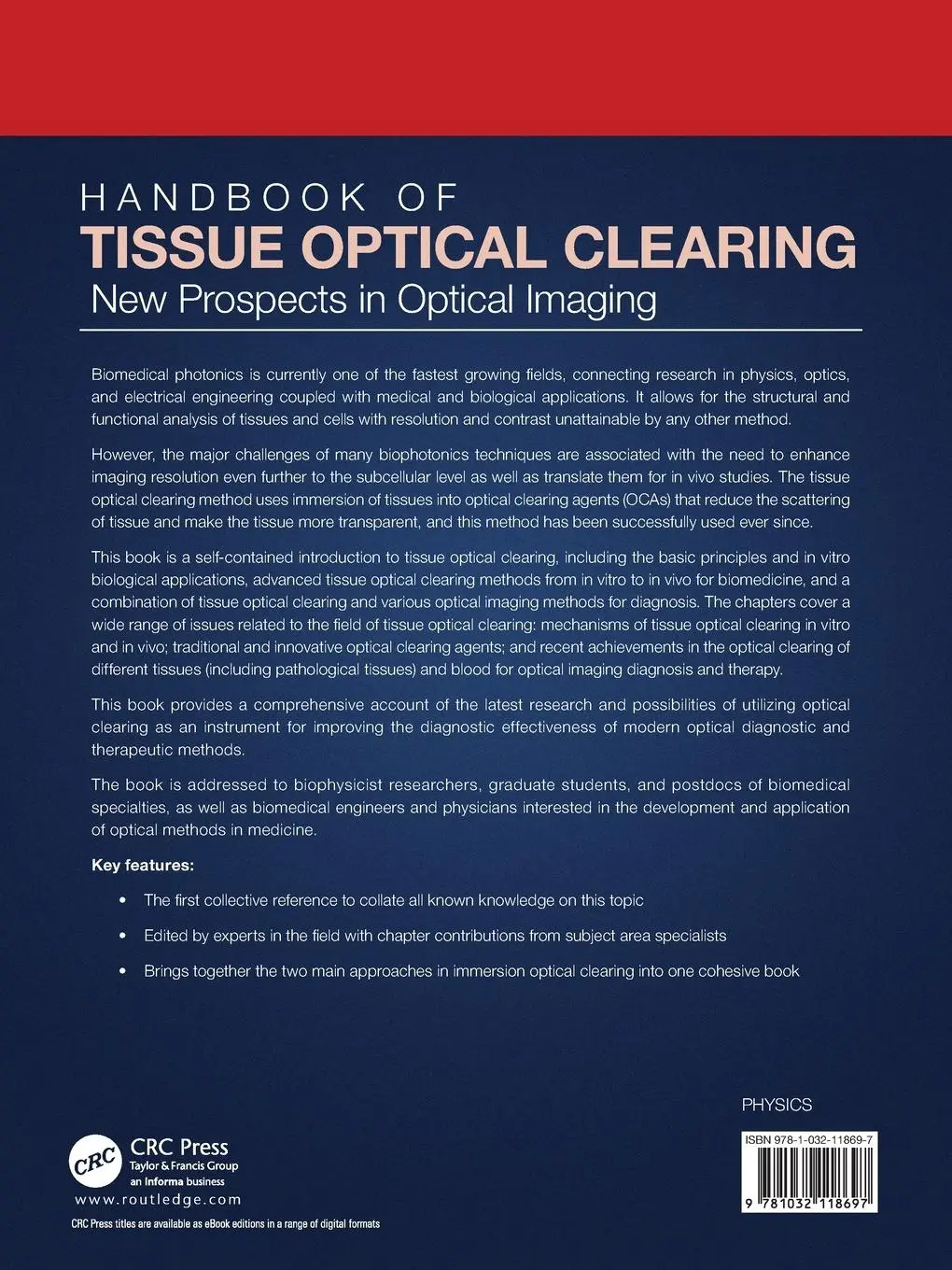 Rückseite: 9781032118697 | Handbook of Tissue Optical Clearing | New Prospects in Optical Imaging