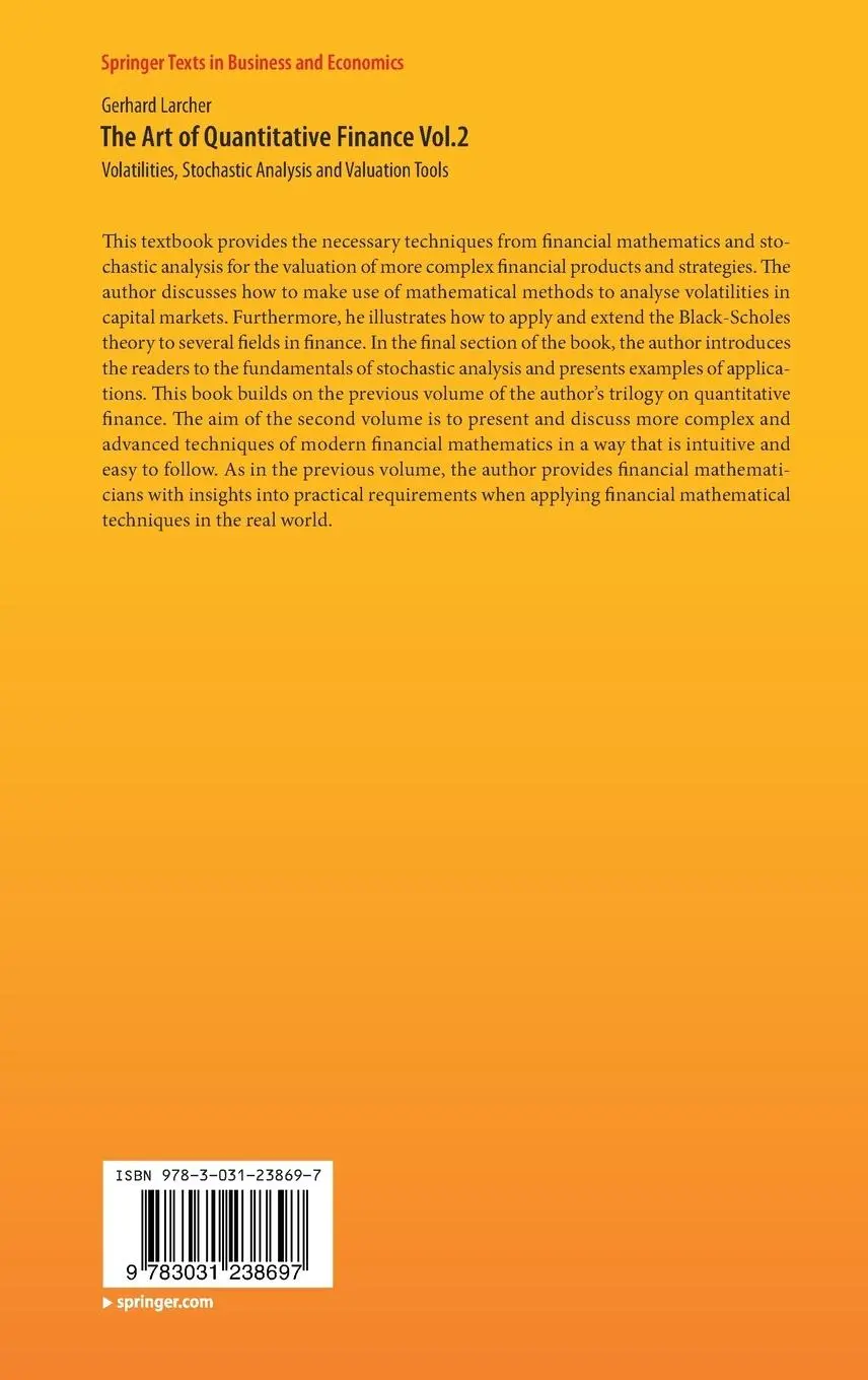 Rückseite: 9783031238697 | The Art of Quantitative Finance Vol.2 | Gerhard Larcher | Buch | xii