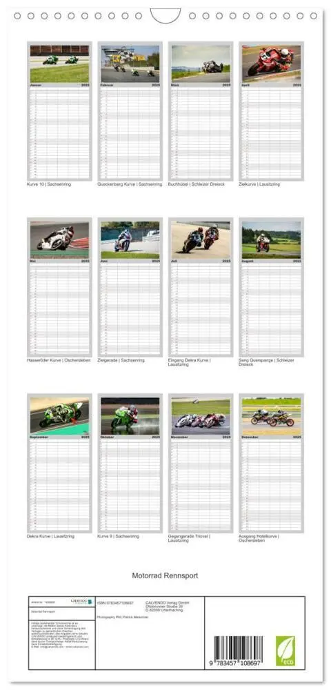 Bild: 9783457108697 | Familienplaner 2025 - Motorrad Rennsport mit 5 Spalten...