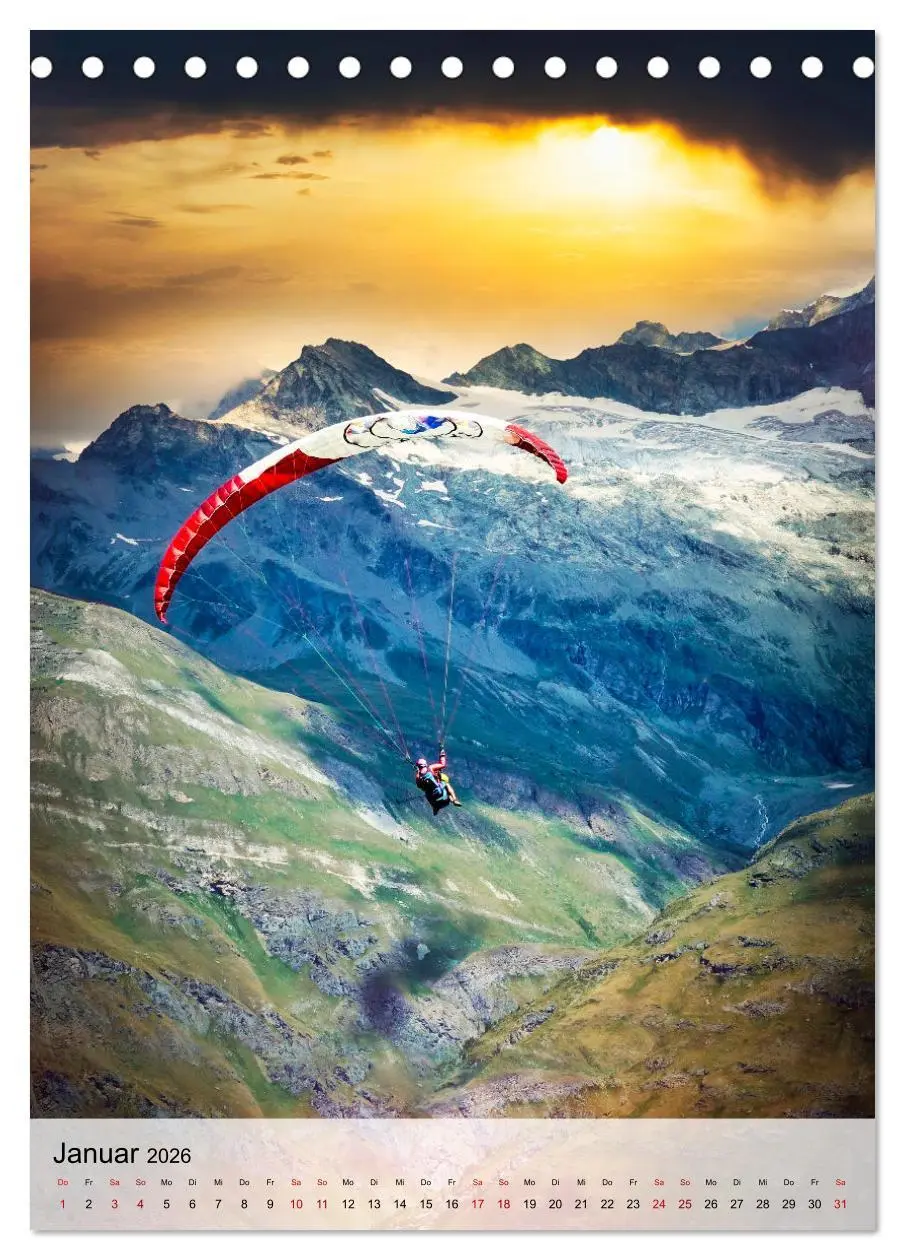 Bild: 9783516368697 | Paragliding - einfach Spaß (Tischkalender 2026 DIN A5 hoch),...