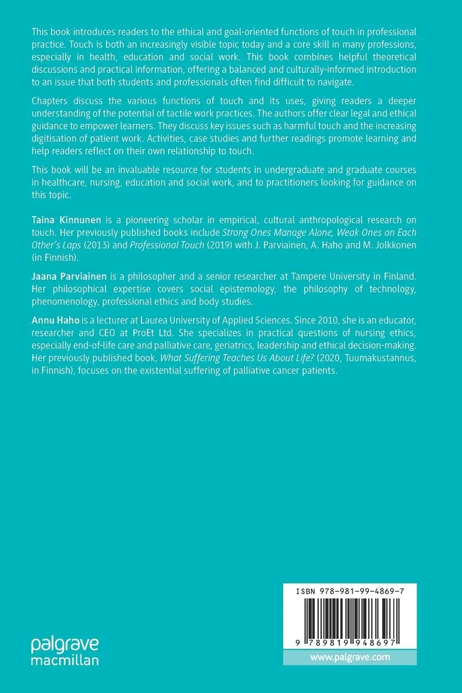 Rückseite: 9789819948697 | The Skills and Ethics of Professional Touch | From Theory to Practice