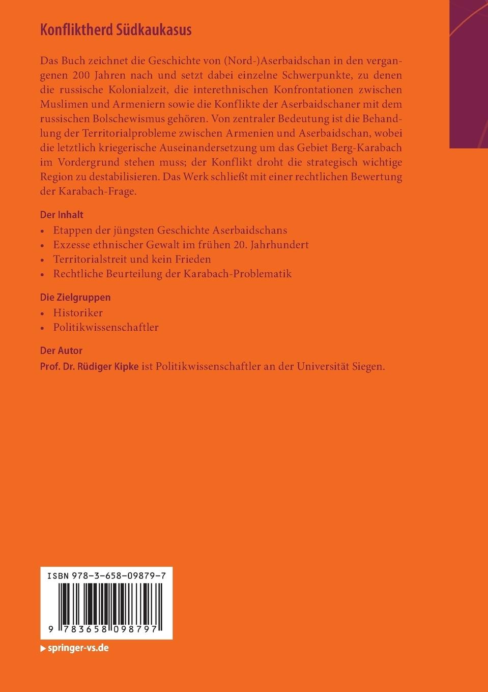 Rückseite: 9783658098797 | Konfliktherd Südkaukasus | Rüdiger Kipke | Taschenbuch | viii | 2015