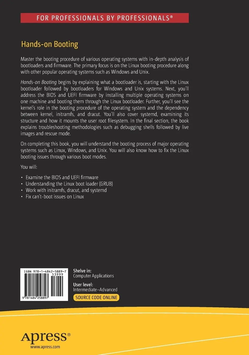 Rückseite: 9781484258897 | Hands-on Booting | Learn the Boot Process of Linux, Windows, and Unix