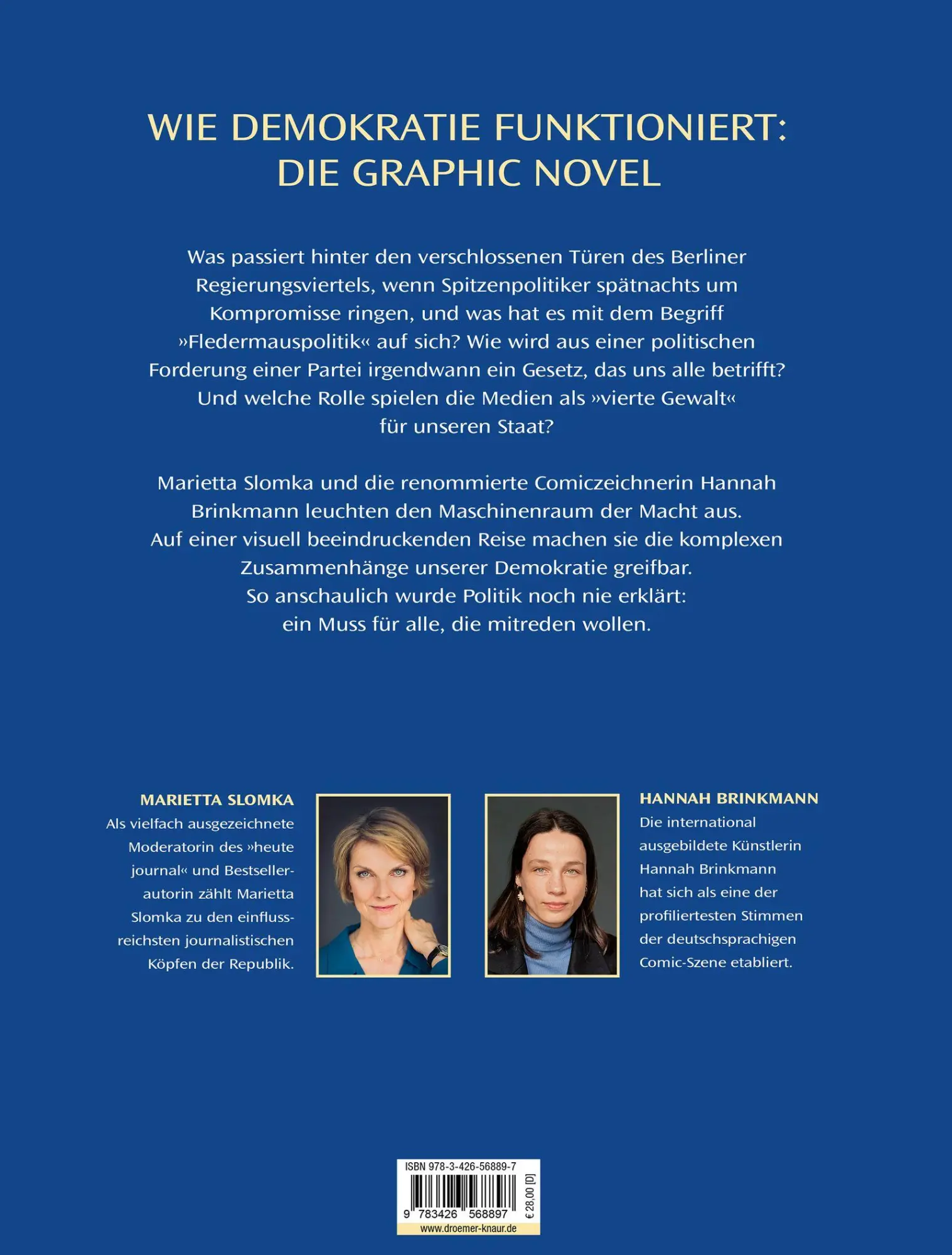 Rückseite: 9783426568897 | Nachts im Kanzleramt - Die Graphic Novel | Marietta Slomka (u. a.)