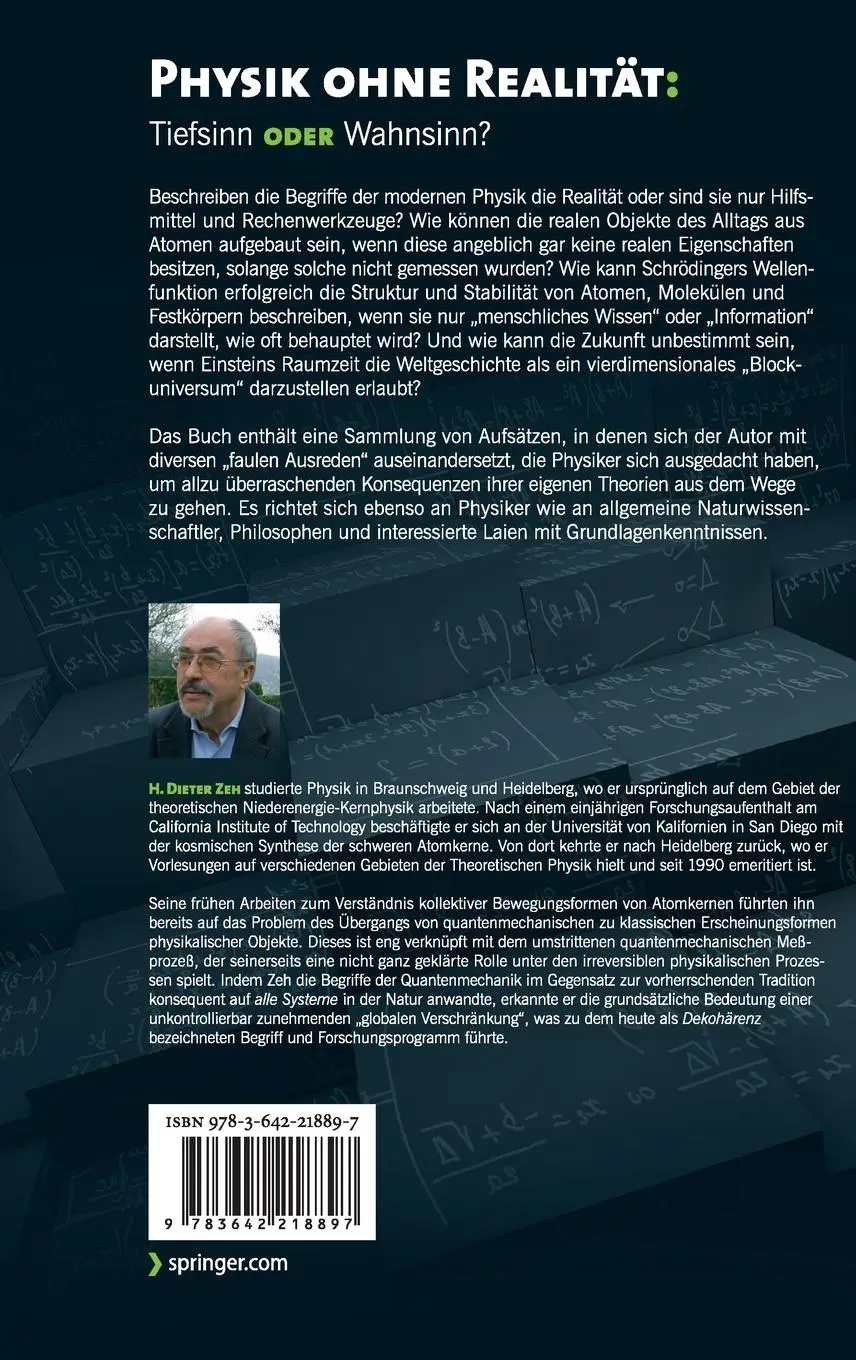 Rückseite: 9783642218897 | Physik ohne Realität: Tiefsinn oder Wahnsinn? | H. Dieter Zeh | Buch