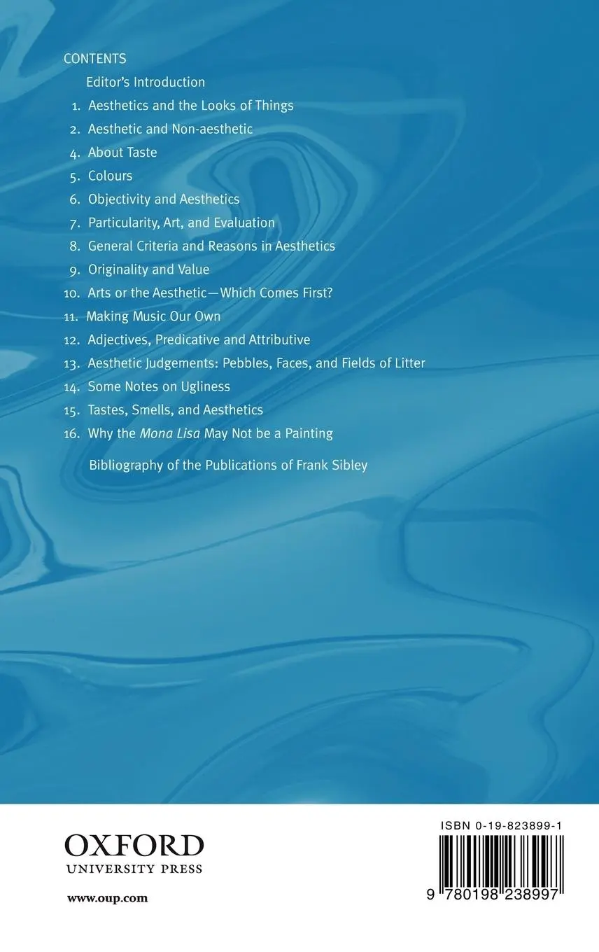 Rückseite: 9780198238997 | Approach to Aesthetics | Collected Papers on Philosophical Aesthetics