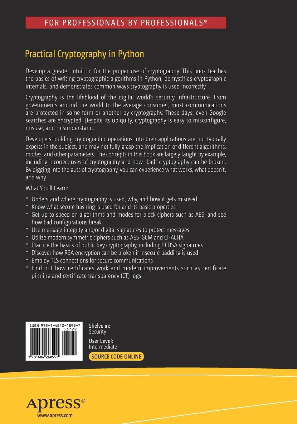 Rückseite: 9781484248997 | Practical Cryptography in Python | Christopher K. Monson (u. a.) | xv
