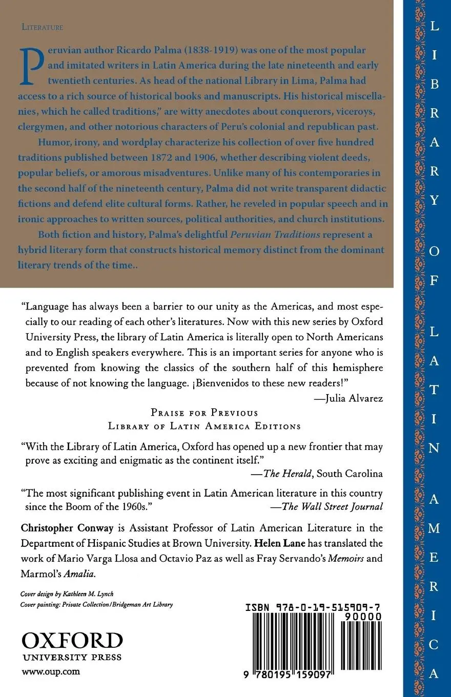 Rückseite: 9780195159097 | Peruvian Traditions | Ricardo Palma | Taschenbuch | Englisch | 2004