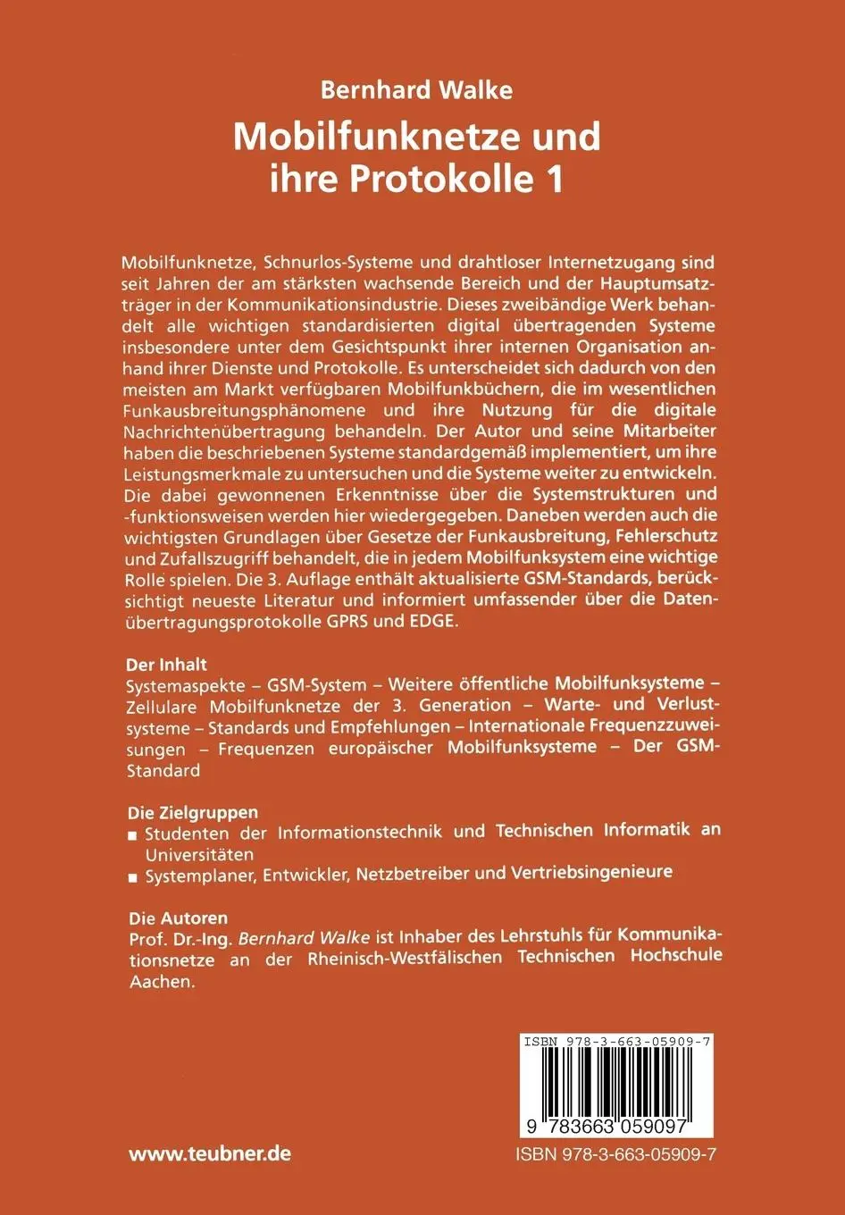 Rückseite: 9783663059097 | Mobilfunknetze und ihre Protokolle 1 | Bernhard Walke | Taschenbuch