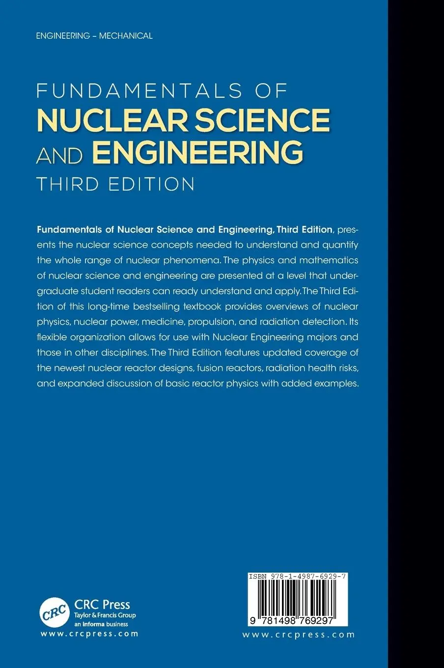 Rückseite: 9781498769297 | Fundamentals of Nuclear Science and Engineering | Shultis (u. a.)