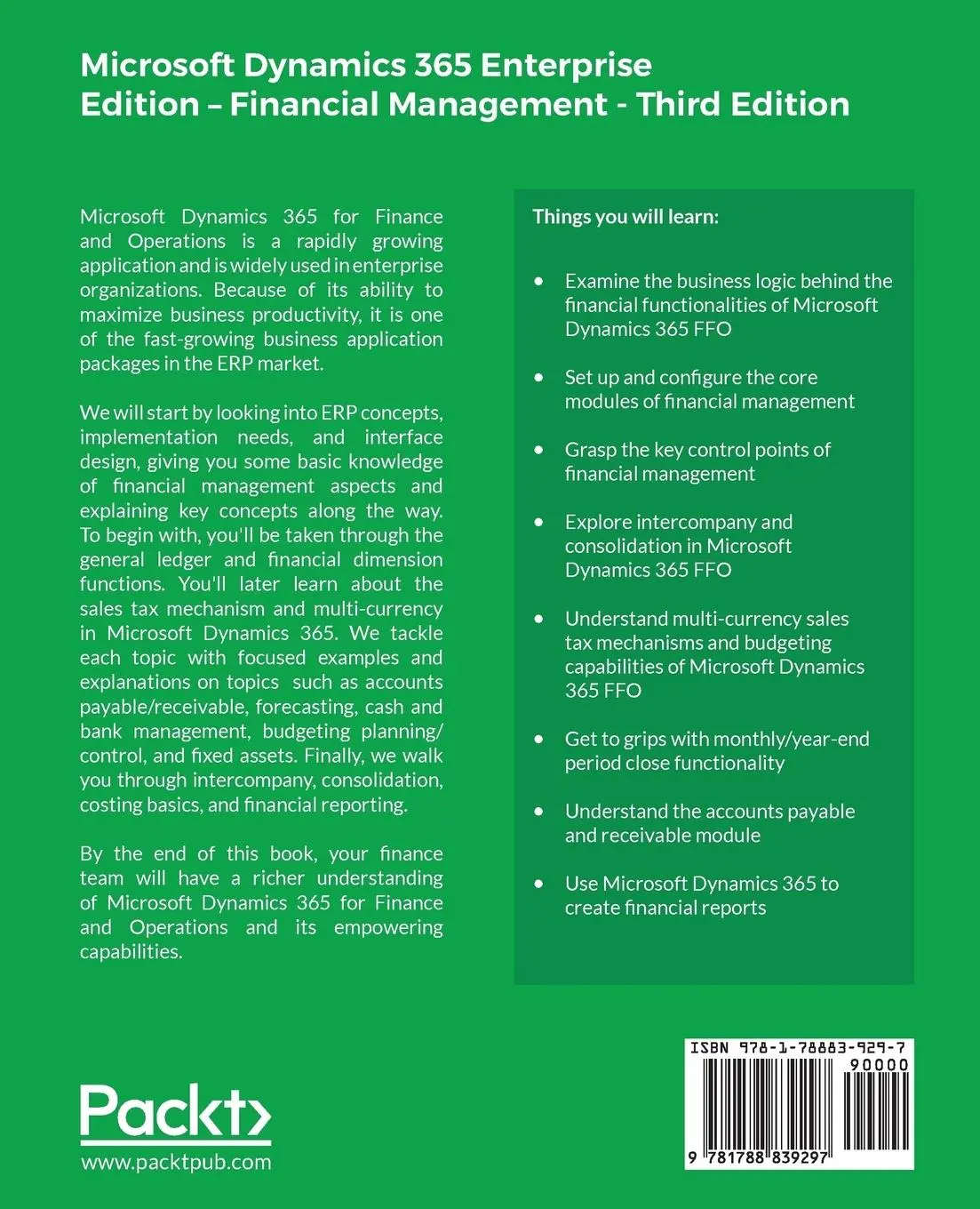 Rückseite: 9781788839297 | Microsoft Dynamics 365 Enterprise Edition - Financial...