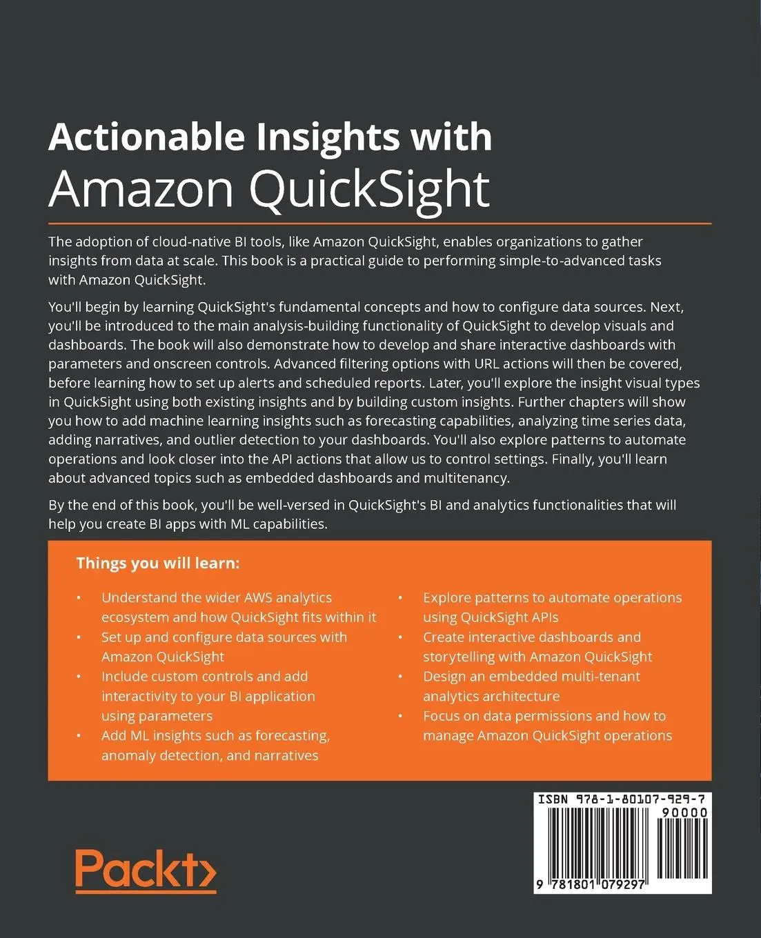 Rückseite: 9781801079297 | Actionable Insights with Amazon QuickSight | Manos Samatas | Buch