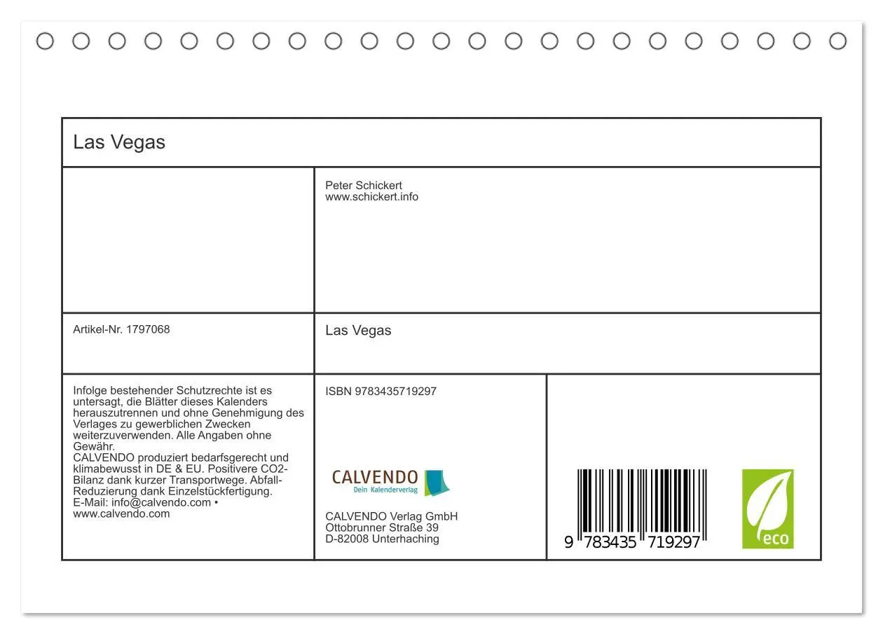 Bild: 9783435719297 | Las Vegas (Tischkalender 2025 DIN A5 quer), CALVENDO Monatskalender