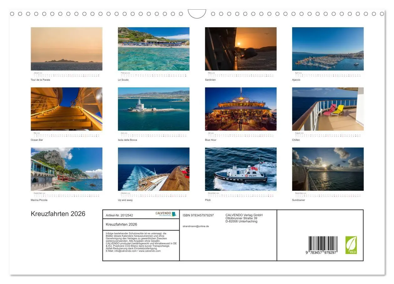 Bild: 9783457979297 | Kreuzfahrten 2026 (Wandkalender 2026 DIN A3 quer), CALVENDO...
