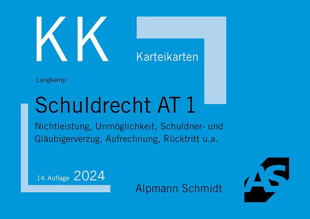 Cover: 9783867529297 | Karteikarten Schuldrecht AT 1 | Tobias Langkamp | Taschenbuch | 117 S.
