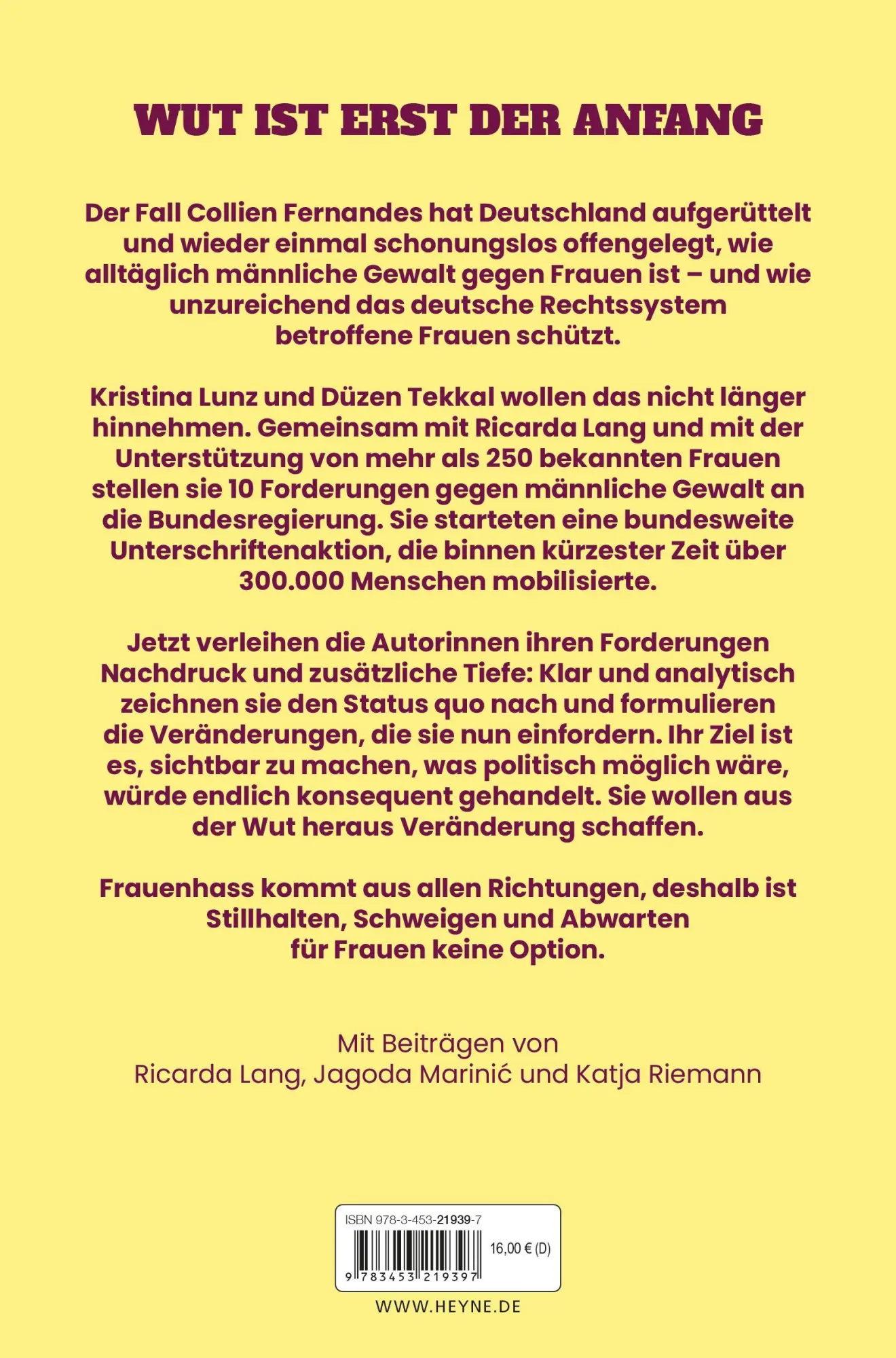 Bild: 9783453219397 | Wer hat euch erlaubt, Frauen so zu hassen? | Kristina Lunz (u. a.)