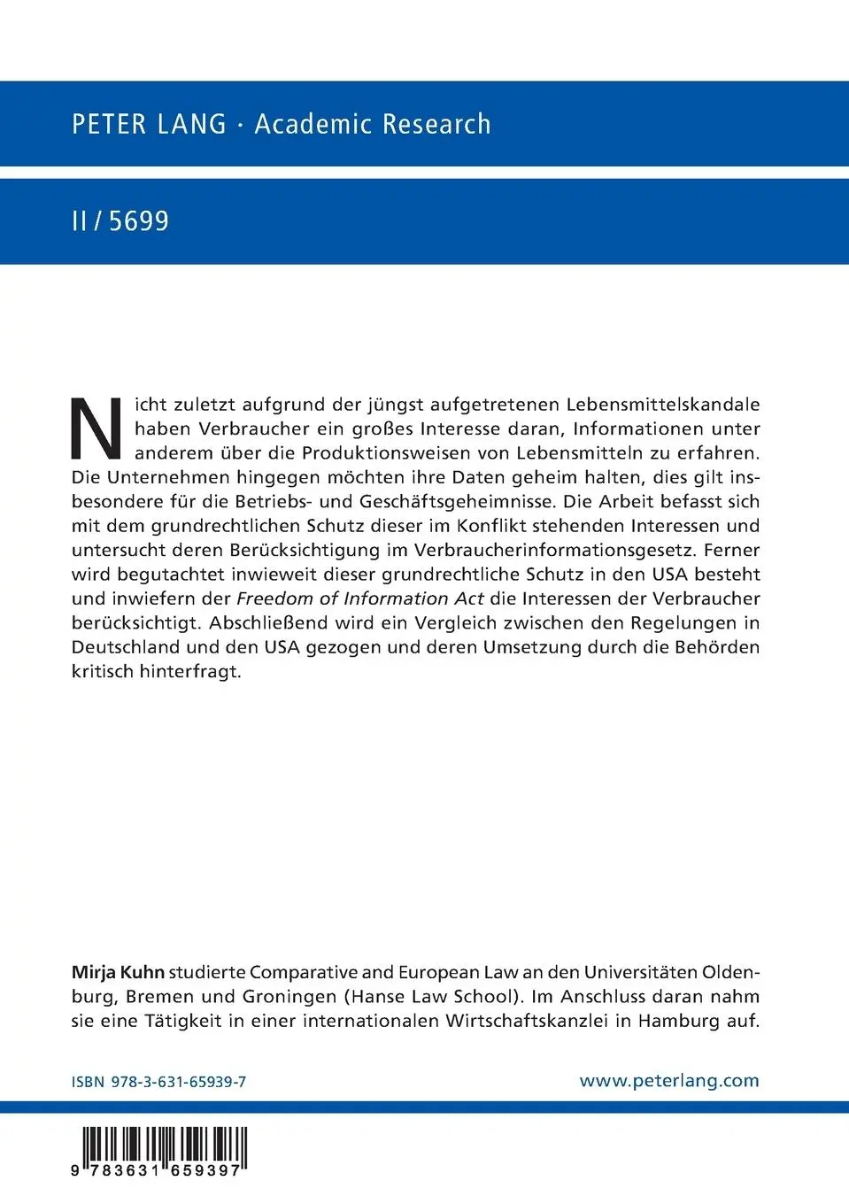 Rückseite: 9783631659397 | Der verfassungsrechtliche Schutz von Betriebs- und...