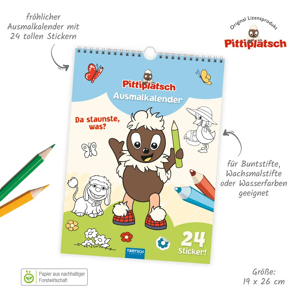 Bild: 9783965529397 | Trötsch Ausmalkalender immerwährend Pittiplatsch | Co.KG | Kalender