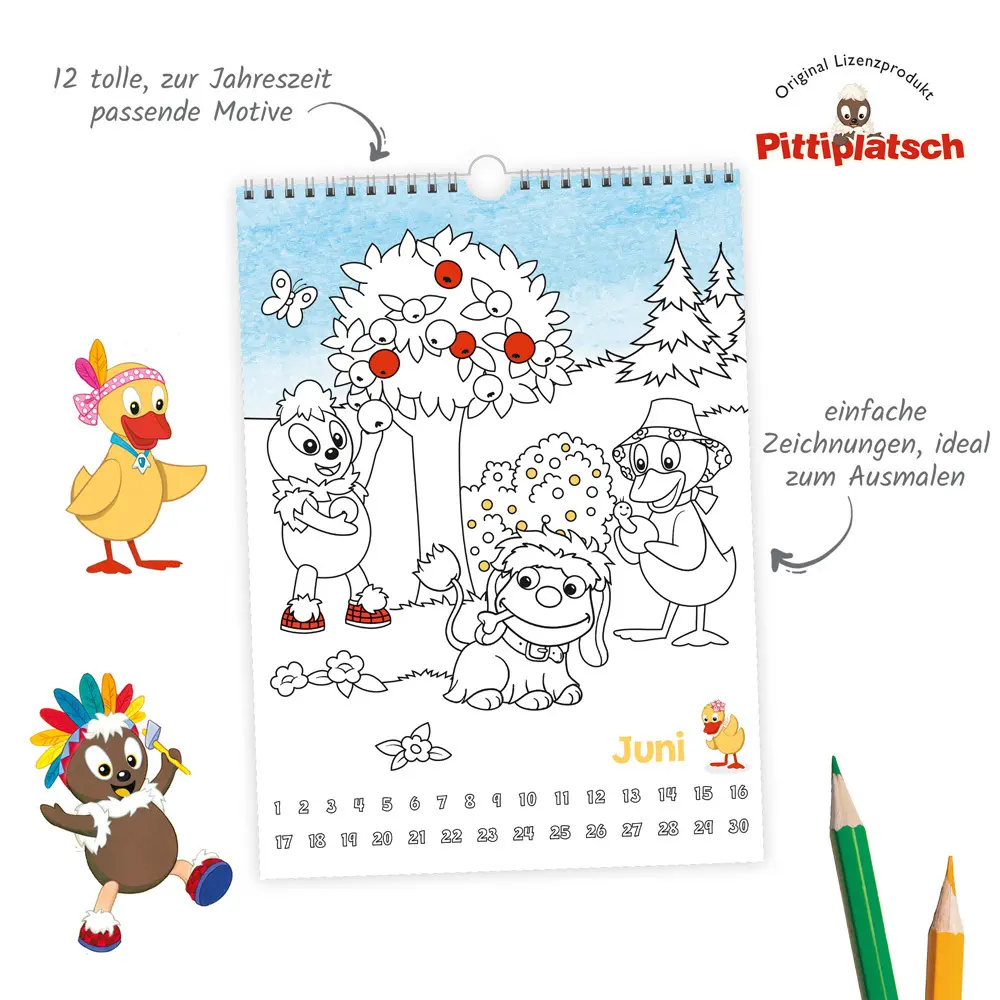 Bild: 9783965529397 | Trötsch Ausmalkalender immerwährend Pittiplatsch | Co.KG | Kalender