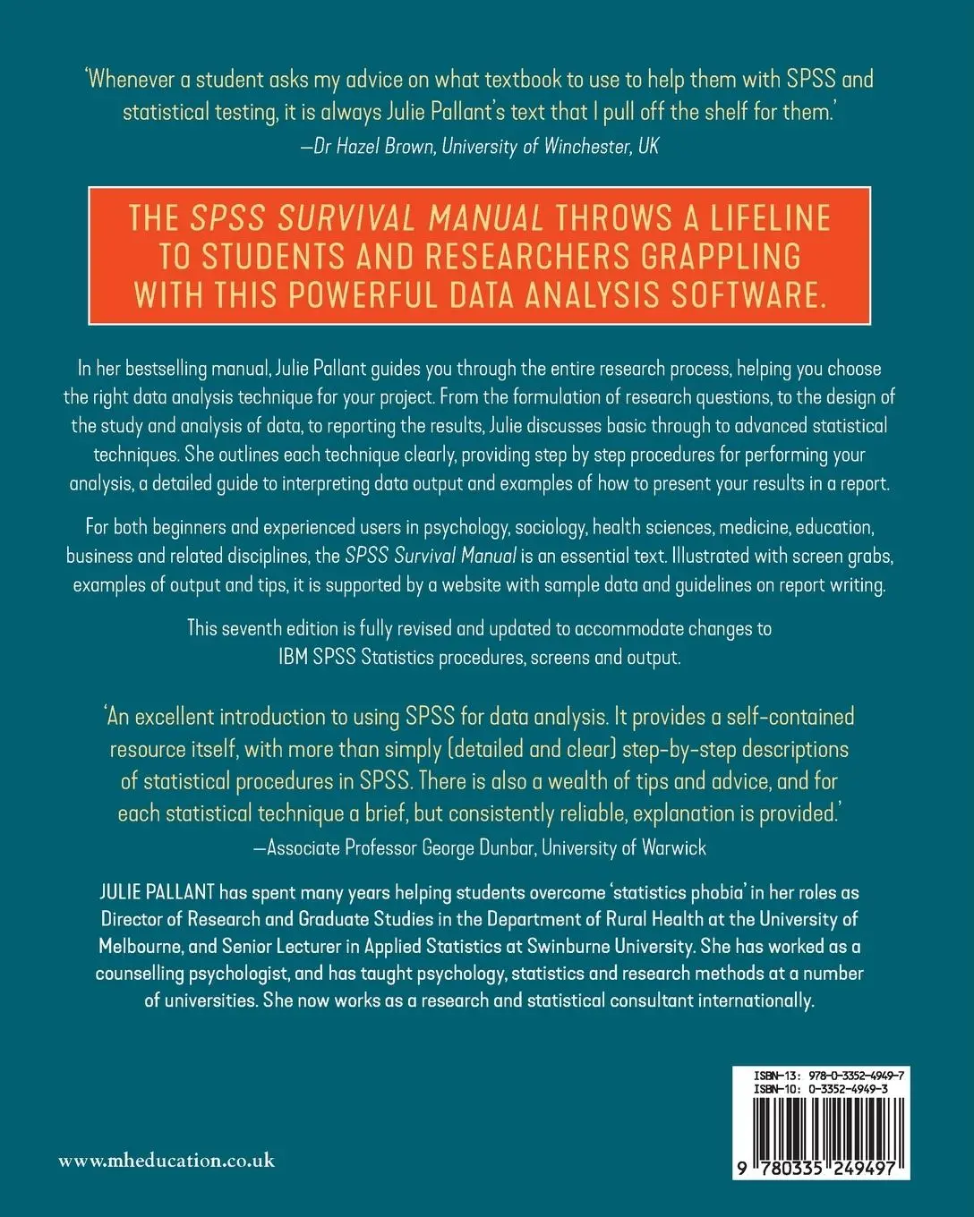 Rückseite: 9780335249497 | SPSS Survival Manual | Julie Pallant | Taschenbuch | Deutsch | 2020