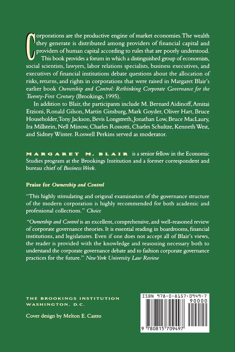 Rückseite: 9780815709497 | Wealth Creation and Wealth Sharing | Margaret M. Blair | Taschenbuch