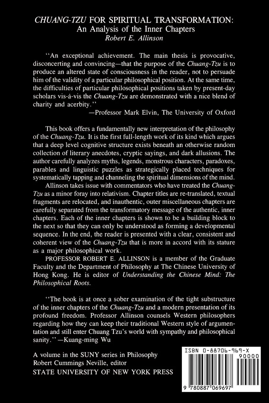 Rückseite: 9780887069697 | Chuang-Tzu for Spiritual Transformation | Robert E. Allinson | Buch