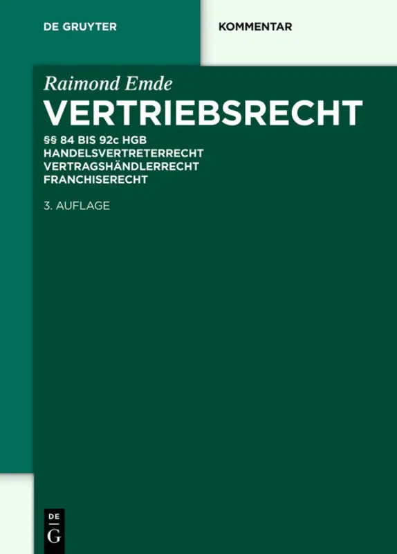 Cover: 9783110339697 | Vertriebsrecht, Kommentar | Raimond Emde | Buch | XXII | Deutsch