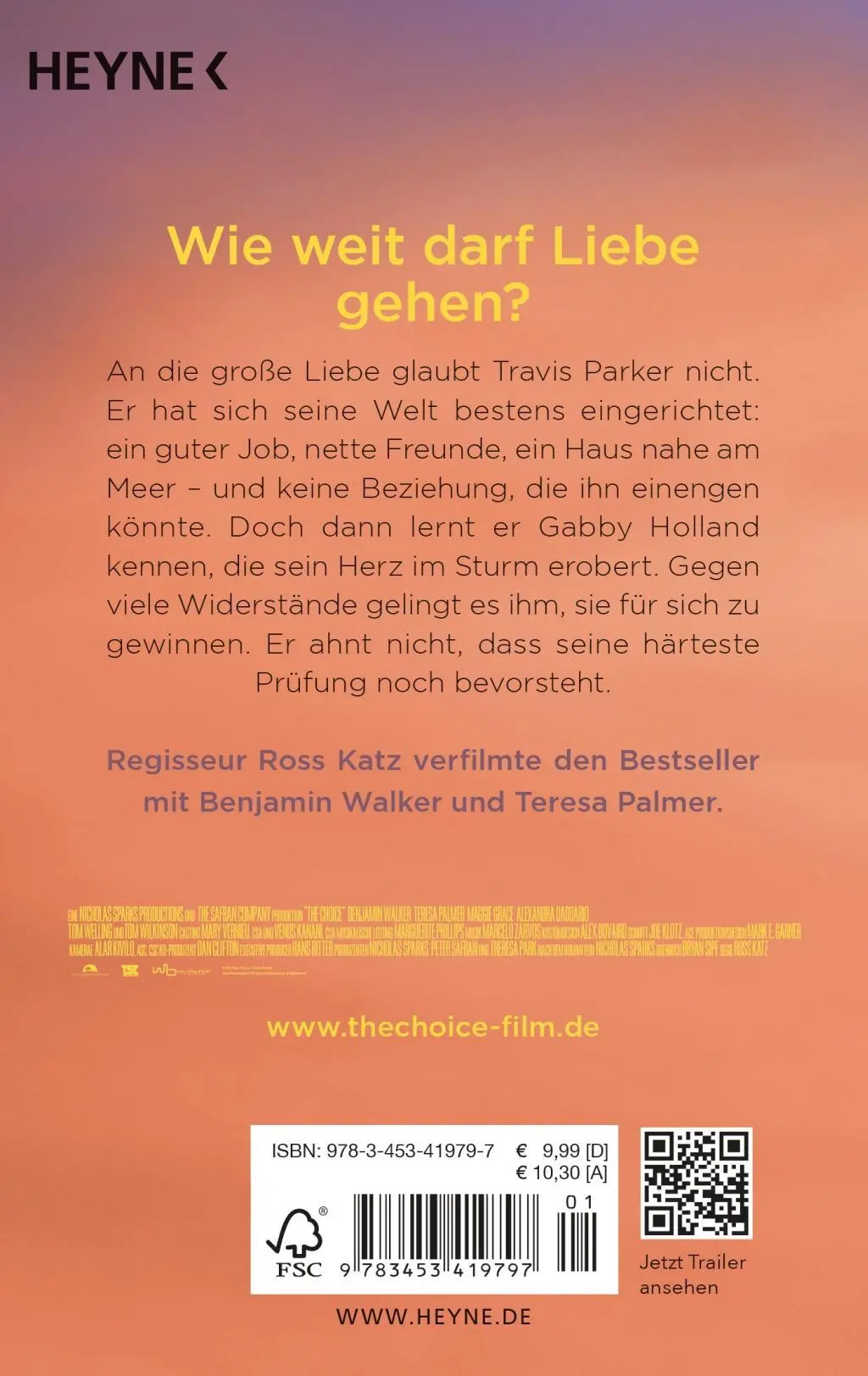 Bild: 9783453419797 | The Choice - Bis zum letzten Tag | Nicholas Sparks | Taschenbuch