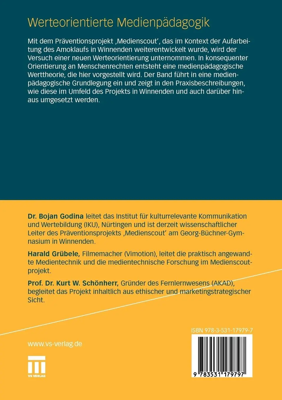 Rückseite: 9783531179797 | Werteorientierte Medienpädagogik | Bojan Godina (u. a.) | Taschenbuch