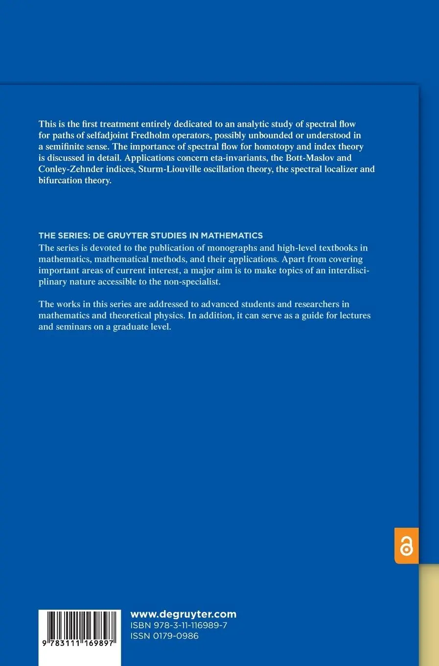 Rückseite: 9783111169897 | Spectral Flow | A Functional Analytic and Index-Theoretic Approach