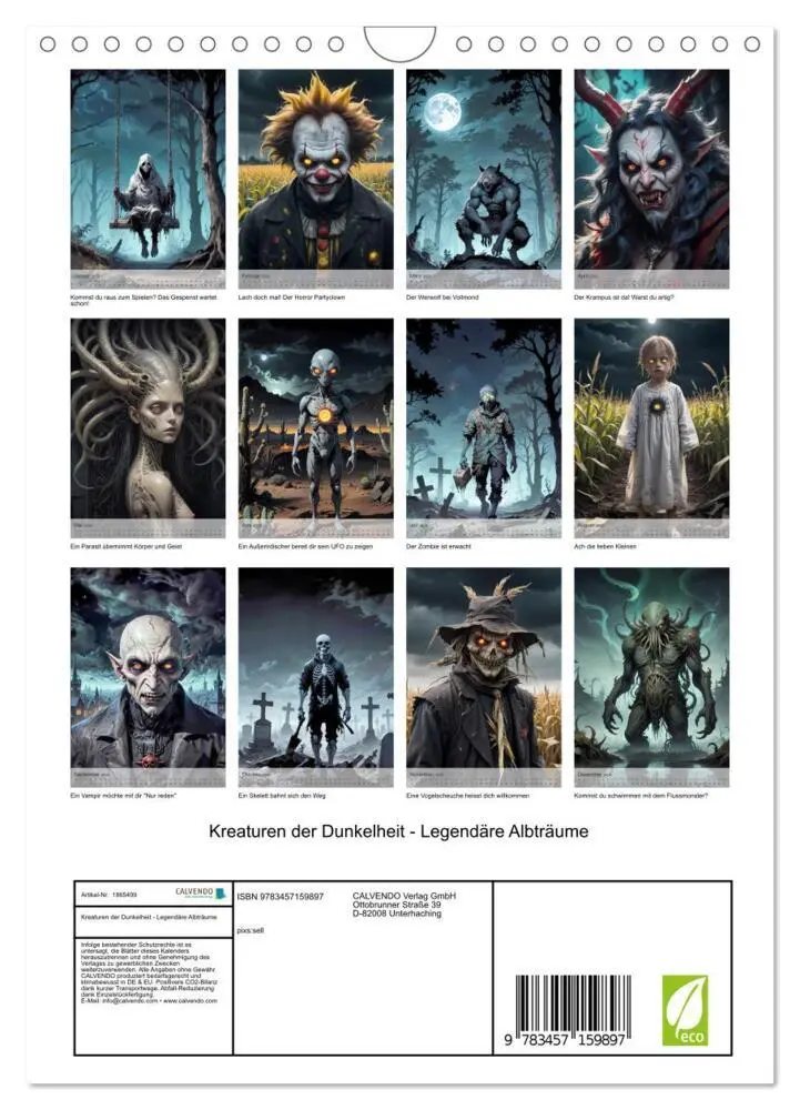 Bild: 9783457159897 | Kreaturen der Dunkelheit - Legendäre Albträume (Wandkalender 2025...