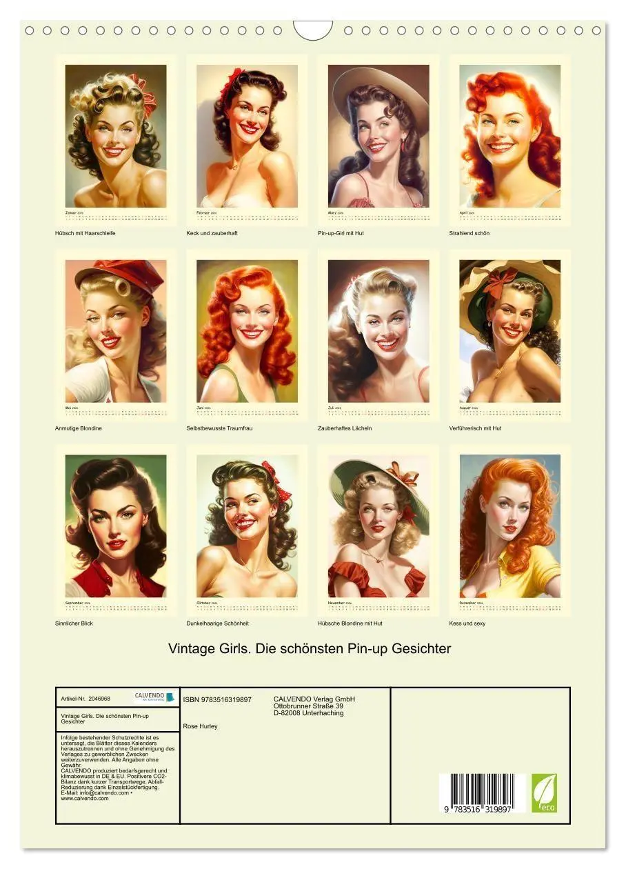 Bild: 9783516319897 | Vintage Girls. Die schönsten Pin-up Gesichter (Wandkalender 2026...