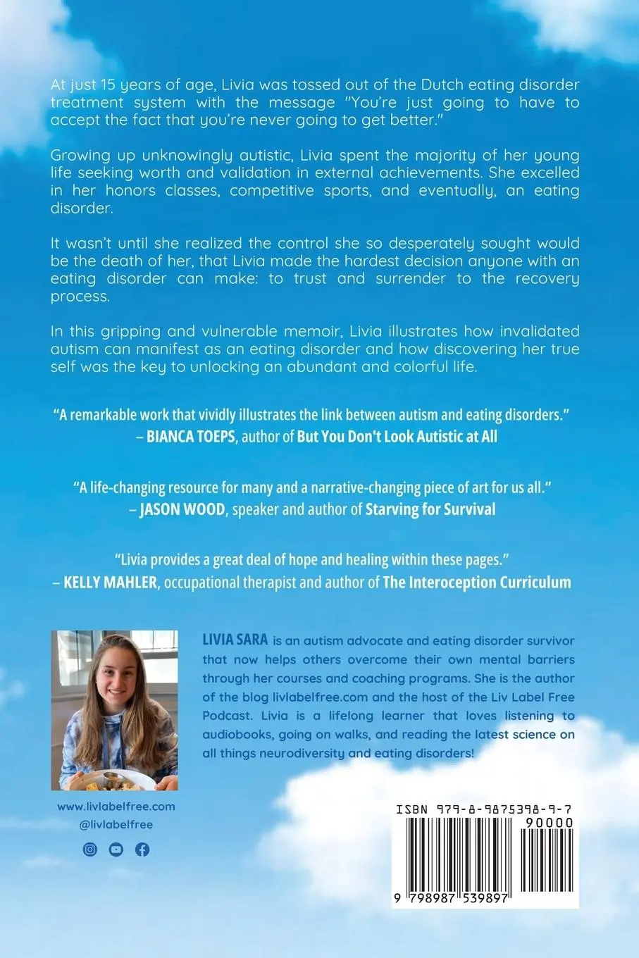 Rückseite: 9798987539897 | Rainbow Girl | A Memoir of Autism and Anorexia | Livia Sara | Buch