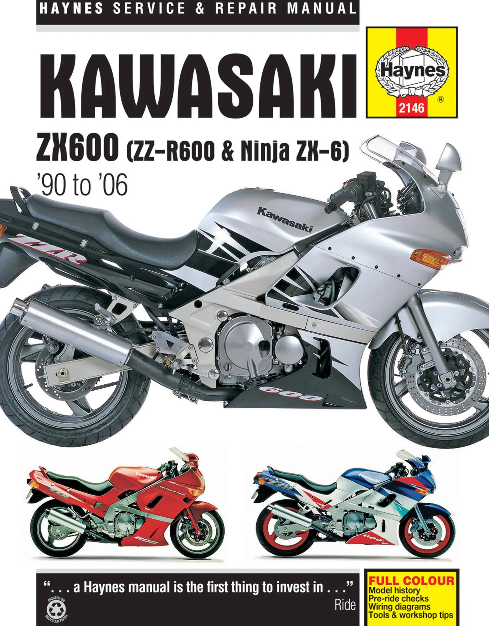 Cover: 9780857339997 | Kawasaki ZX600 (ZZ-R600 &amp; Ninja ZX6) (90 - 06) | Haynes Publishing