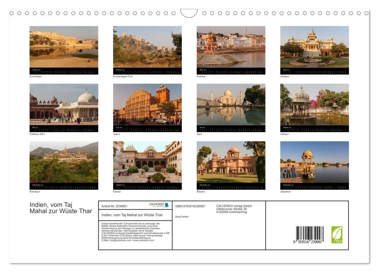 Bild: 9783516239997 | Indien, vom Taj Mahal zur Wüste Thar (Wandkalender 2026 DIN A3...
