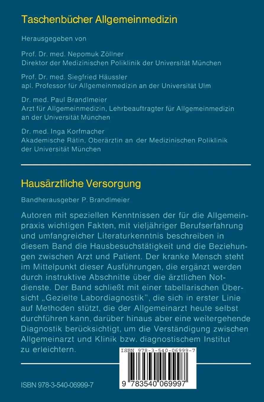 Rückseite: 9783540069997 | Hausärztliche Versorgung | P. Brandlmeier (u. a.) | Taschenbuch | xvi