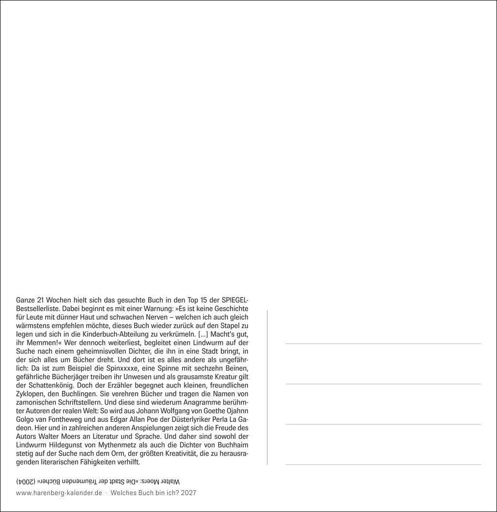 Bild: 9783840039997 | Welches Buch bin ich? Premium-Postkartenkalender 2027 -...