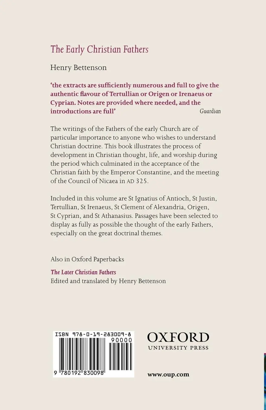 Rückseite: 9780192830098 | The Early Christian Fathers | Henry Bettenson | Taschenbuch | Englisch