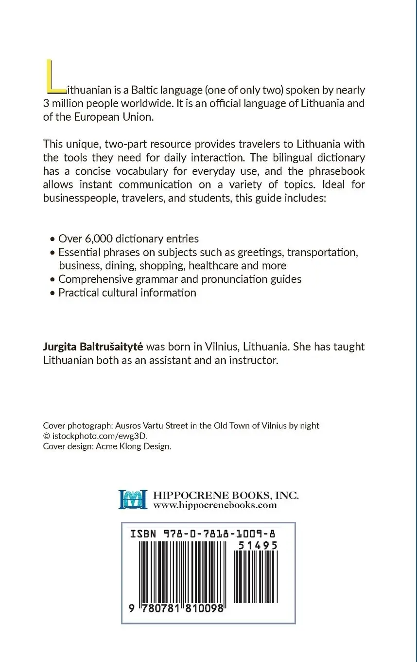Rückseite: 9780781810098 | Lithuanian-English/ English-Lithuanian Dictionary &amp; Phrasebook | Buch
